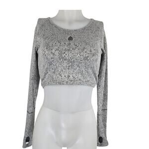 Gymshark Heathered Gray Long Sleeve Thumb Hole Athletic Crop Women's Top  M